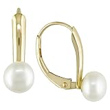 10K Yellow Gold 6-6.5mm Cultured Freshwater Pearl Earrings
