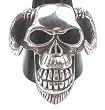 Goat Skull Man Head Big Teeth Horns Pewter Ring