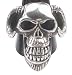 Goat Skull Man Head Big Teeth Horns Silver Tone Pewter Ring