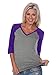 Kavio! Women Sheer Jersey Cntrst V Neck Raglan 3/4 Sleeve