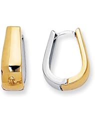 14k 2 Tone Gold Snuggable Huggie Reversible Earrings (18 x 13 mm)