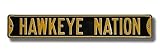 IOWA HAWKEYES HAWKEYE NATION Black AUTHENTIC METAL STREET SIGN (6 X 36)