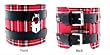 PADLOCK AND LEATHER STRAP PLAID CUFF BRACELET