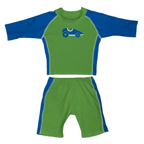 i Play 2 Piece Sunsuit, Olive Racecars, M (12 Months)