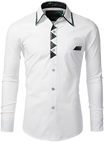 SMITHJAY Hipster Hip Hop Snake Skin Croc Casual Button Down Shirts WHITE MEDIUM