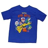 Pokemon 6 Character Rival Battle Boys T-shirt (S (4), Blue)