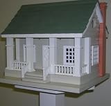  : Arts& Crafts Birdhouse- Gray with Green Roof