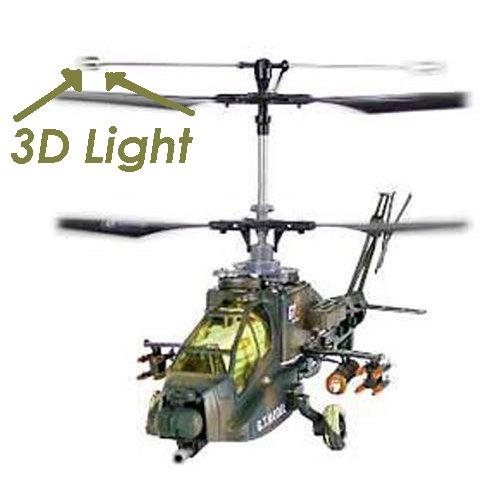 RC Advanced Apache Helicopter 3Ch Remote Control Ready To Fly - W/Light Effects
