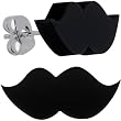 Black Acrylic Mustache Stud Earrings