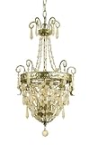 AF Lighting 7615-3H Beatrice Candle Base Mini Chandelier, Soft Gold with Antique Glass Accents