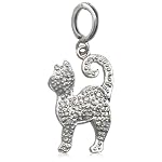silver and diamond cat charm
