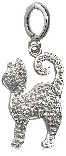 Sterling Silver Diamond Cat Charm