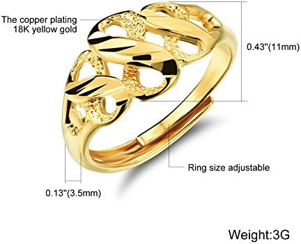 WuBeFine 18K Gold Ring Bride Vintage Style Jewelry Hollow Ms. Ring