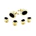 JJ Weston Low Dome Onyx Tuxedo Cufflinks and Shirt Studs. Made in The USA