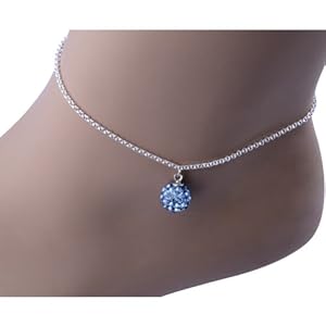 Kadima Swarovski Elements Crystal Disco Ball 10mmBracelet,Bracelet Length 8.5 Inches,Lt.Sapphire