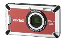 Pentax Optio W80 Digitalkamera (12,1 Megapixel, 5-fach opt. Zoom, 6,4 cm (2,5 Zoll) Display, bis 5m wasserdicht nach IP70) rot