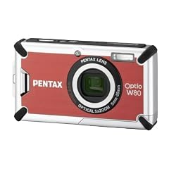 Pentax Optio W80 Digitalkamera (12,1 Megapixel, 5-fach opt. Zoom, 6,4 cm (2,5 Zoll) Display, bis 5m wasserdicht nach IP70) rot