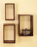 Upscale Modern Designed Set of 3 Wood FLOATING SHELVES in RECTANGULAR SHAPE