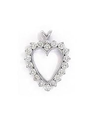 14K White Gold Diamond Heart Pendant (chain NOT included)