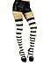 ToBeInStyle Women's Wide Vertical Striped Thigh Hi Stockings - Pink w/White Stripes