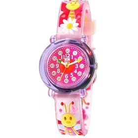 Baby Watch - Montre enfant - Fille - Zip Papillons - La montre p�dagogique - Plastique gomme fushia avec dessins 3D - Avec m�thode d'apprentissage