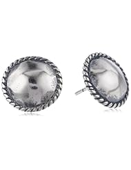 Sterling Silver Rope Edged Button Earrings