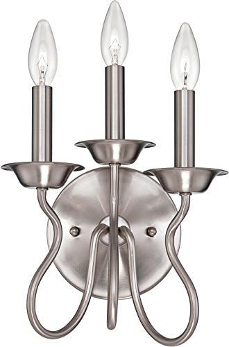 Jeremiah 36263-BNK, Clarion Candle Wall Sconce Lighting, 3 Light, 60 Watts, Brushed Nickel by Jeremiah Lighting