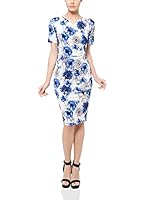 The Jersey Dress Company Vestido 3280 (Blanco / Azul / Gris)