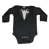 Riverstone Goods Black Formal "White Tie" Tuxedo Baby Long Sleeve One-Piece Bodysuit