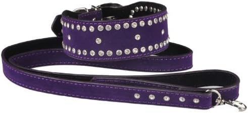 Magetefia Slave Leather Neck Collar with Big Diamond for Men or Woman (Purple)