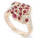 14K Gold Ruby & Diamond Scroll Ring
