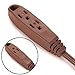 Aurum Cables 3-Feet 3 Outlet Extension Cord 16AWG Indoor/Outdoor Use - Brown - UL Listed