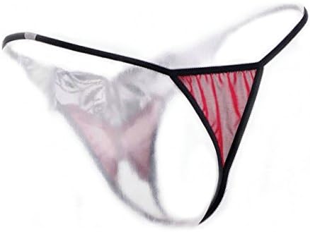 Cwqcf Women's Chiffon Lace Open Crotch G-string (Red and black)