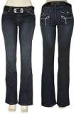 YMI Stretch Dark Blue Denim W/ Black Glitter Belt
