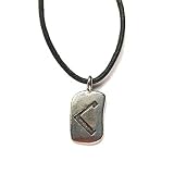 Rune Kenaz Pewter Pendant on Corded Necklace, Ancient Runes Collection