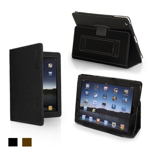 Snugg iPad 1 Case Leather Case Cover and Flip Stand Premium Nubuck Fibre Interior (Black) - Superior Quality Design as Featured in Wired Magazine