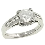 Round / Pave Diamond Engagement Ring. 21cttw ( CZ ctr ) - B0001B076A