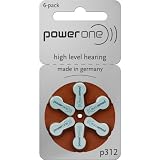 Hearing Aid Battery Powerone size 312 made in Germany Genuine 60 Pack