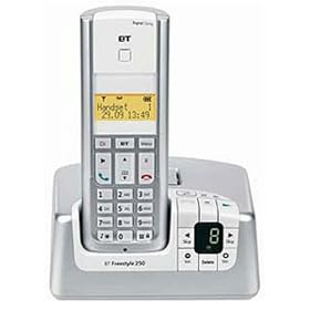 BT Freestyle 250 Digital Cordless Phone with Answerphone Single 10 Entry Directory Ref 28610