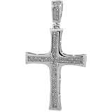 10ct White Gold Diamond Cross Pendant, w/ 0.32 Carat Brilliant Cut Diamonds, 1 15/16 in. (50mm) tall
