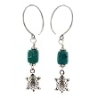 Southwest Turtle Dangle Earrings with Turquoise Gemstone Bead, #7572