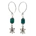 Southwest Turtle Dangle Earrings with Turquoise Gemstone Bead, #7572