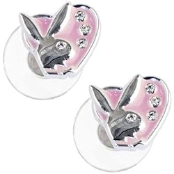 Officially Licensed Playboy Pink Heart Rhinestone Earrings