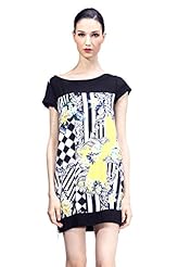 Vintage Polyester Checkered Print Striped Print Floral Print  Dress