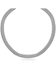 Sterling Silver Flat Popcorn Inspired Necklace with Rhodium Plating