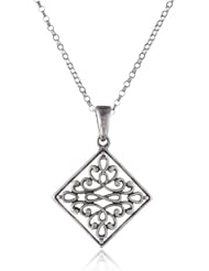Sterling Silver Celtic Diamond-Shaped Pendant Necklace, 18"
