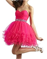 Sweetheart  Lace-Up Beaded Cocktail Short Satin/Tulle Evening Dress/Homecoming Dress/Bridesmaid Dress/Prom Dress/Party Dress/Wedding Dress  With Ruffles
