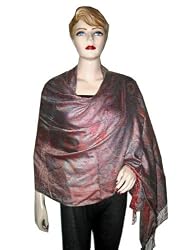 Burnt Sienna Cutwork Jamawar India Pashmina Shawl Free Shipp