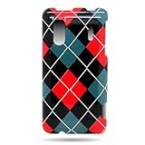 WIRELESS CENTRAL Brand Hard Snap-on Shield With ARGYLE BLACK RED Design Fac ....