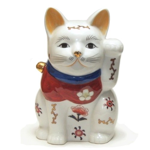招き猫 M716 伊万里 三河猫(左) 千客万来